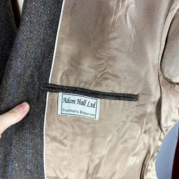 Adam Hall Men's Size 42L Vintage Brown Tweed Wool Jacket Sport Coat Blazer